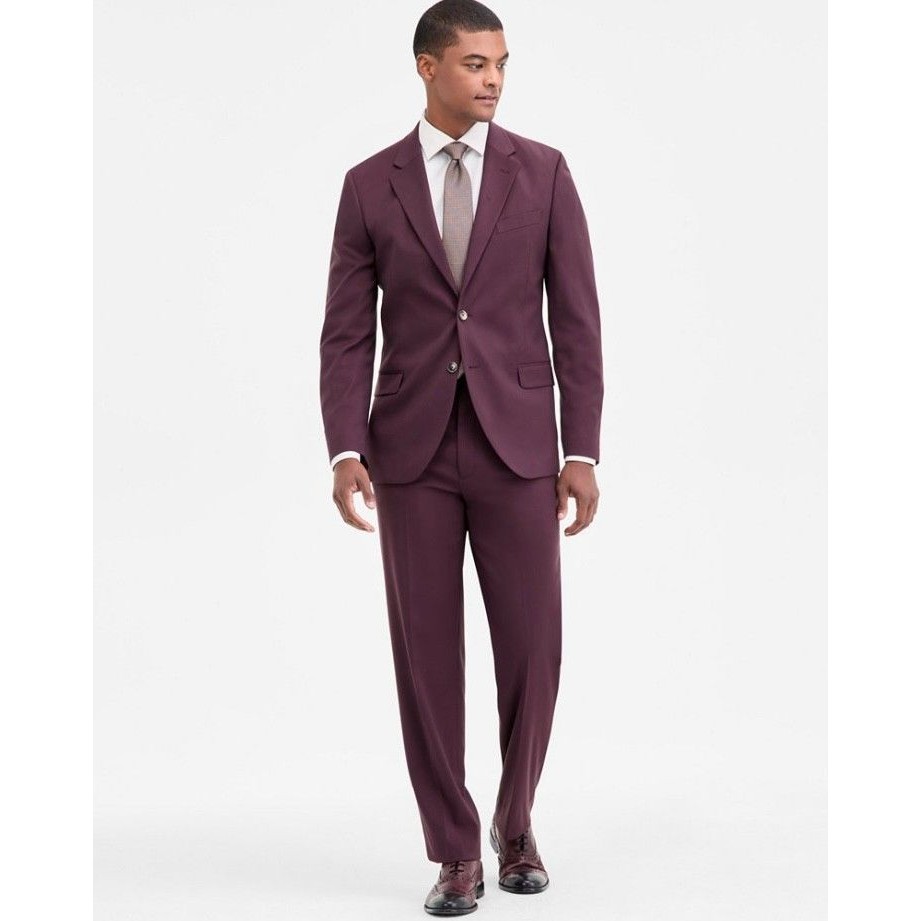 $395 Brand New Nautica Mens 36s Burgundy Stretch 2 Piece Suit With Pants 30x29